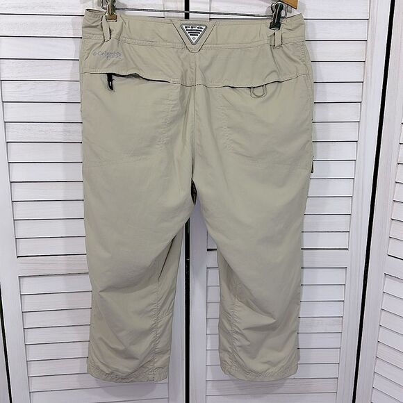 Columbia PFG Capri Pants Size 10 Beige Palm Peak Inseam 21 in - Picture 8 of 15